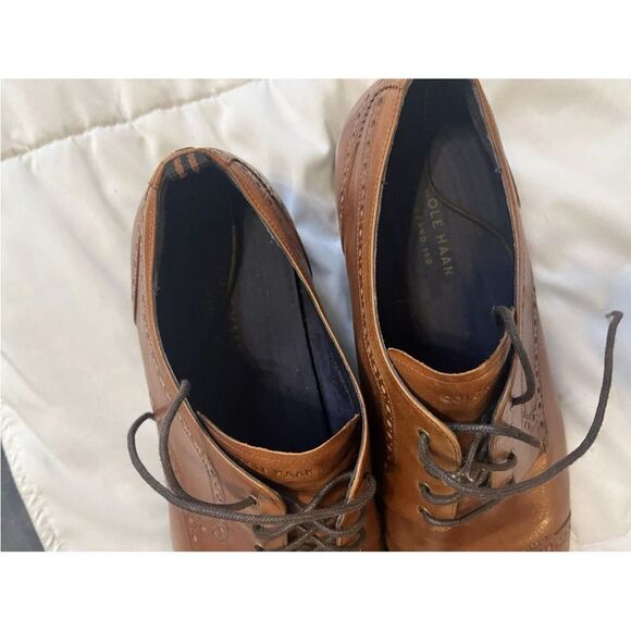 Cole Haan Men's Wayne Cap Toe Oxford Brogue Shoes British Tan 13 - Picture 8 of 10